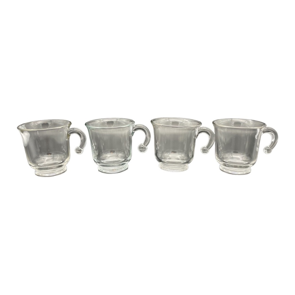 Imperial Glass Crocheted Clear Glass Punch Cups, Coffee Cups, Tea Cups set of 4
